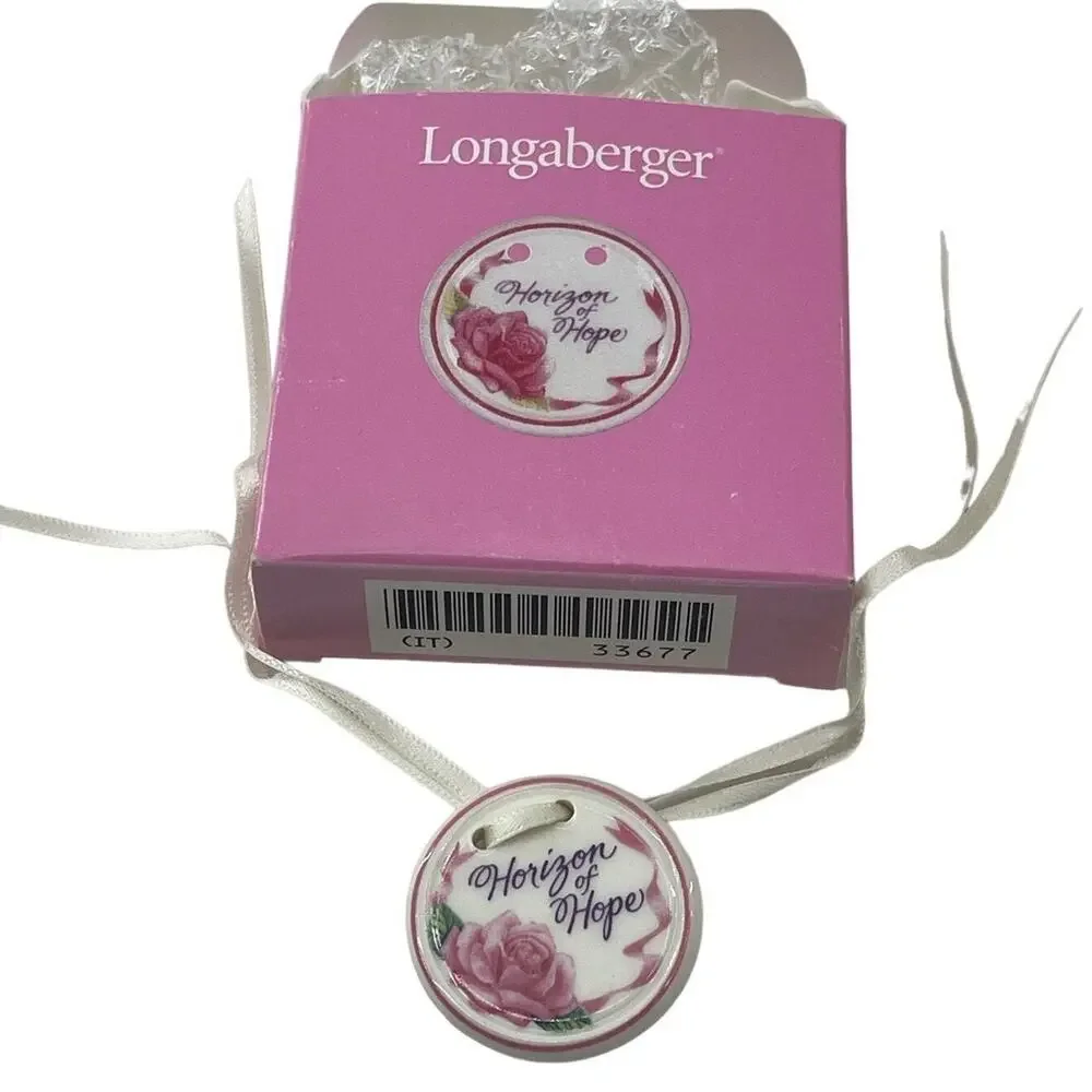 Longaberger Horizon of Hope Basket Tie-On Pink Floral 1998 Original Box Vintage - Picture 3 of 7